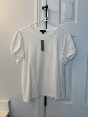 J. Crew White Puff Sleeve Crewneck Tee